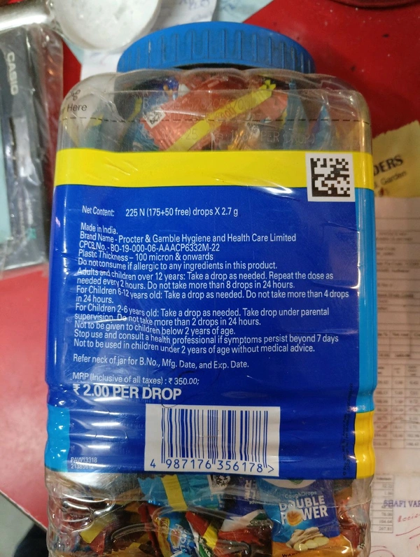Vicks Double Power Cough Drops  Net content: 225N (175+50 Free) Drops X2.7g