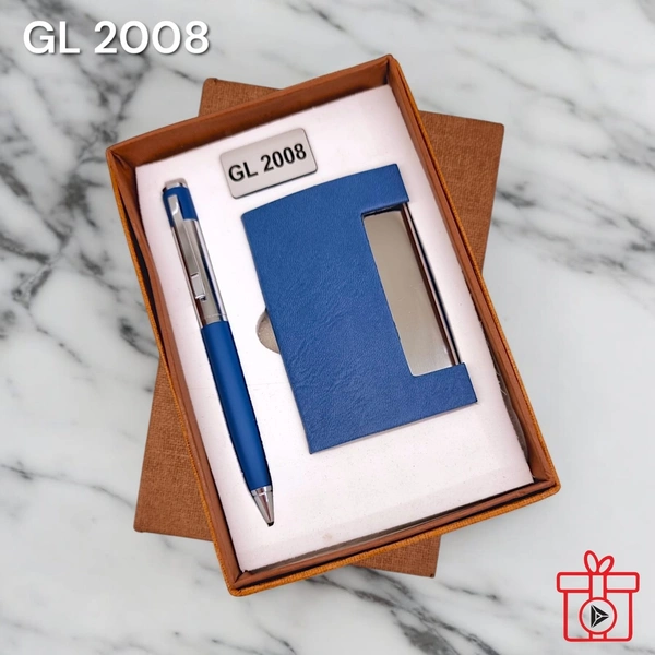 GL 2008 Blue Pen & Card Holder Set - Min 500 Sets