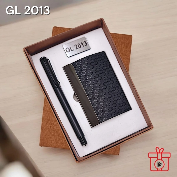 GL 2013 Black Honey Comb Pen & Card Holder Set - Min 500 Sets