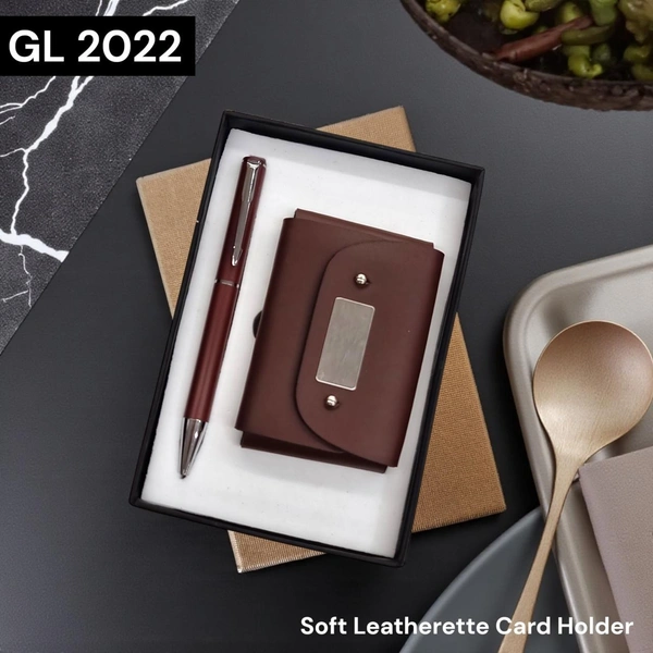 GL 2022 Brown Pen and cardholder set