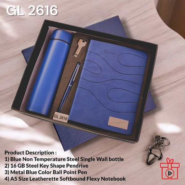 GL 2616 Blue 4 in 1 Pen drive Welcome Kit - Min 500 Sets