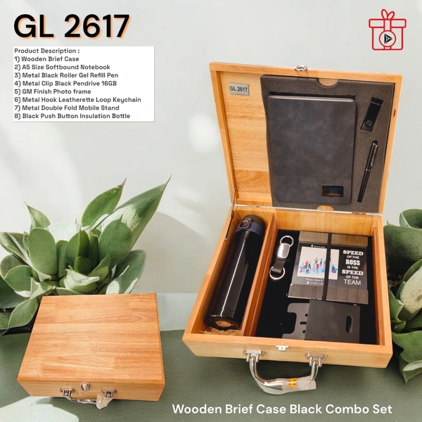 GL 2617 Wooden Brief case 7 in 1 Black combo Welcome Kit - Above 2000 sets