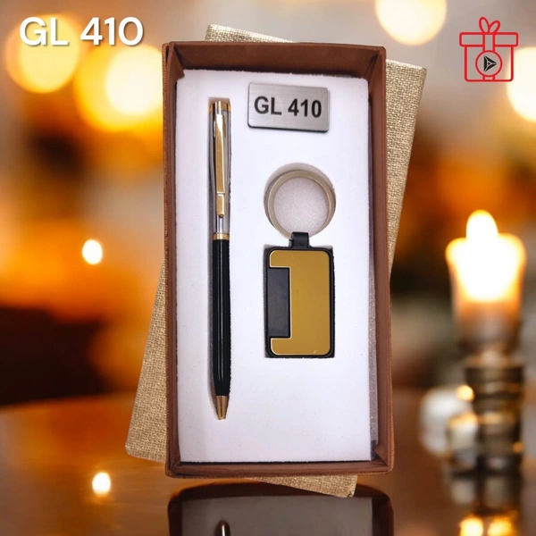 GL 410 Chrome/Black/Gold Pen & Keychain Set - Above 3000 Sets