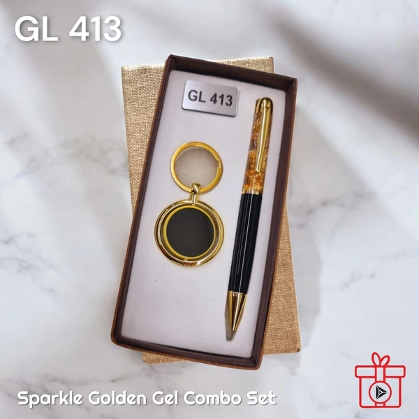 GL 413 Black Gold Zari Pen & Keychain Set - Min 500 Sets