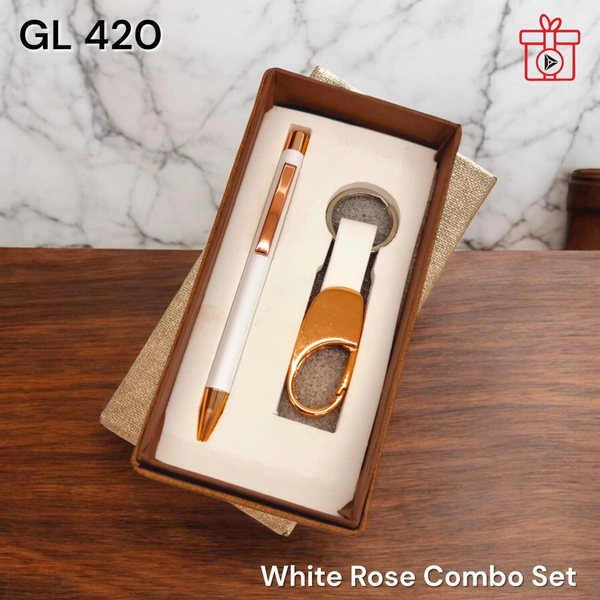 GL 420 White Rose Pen & Keychain Set - Above 3000 sets