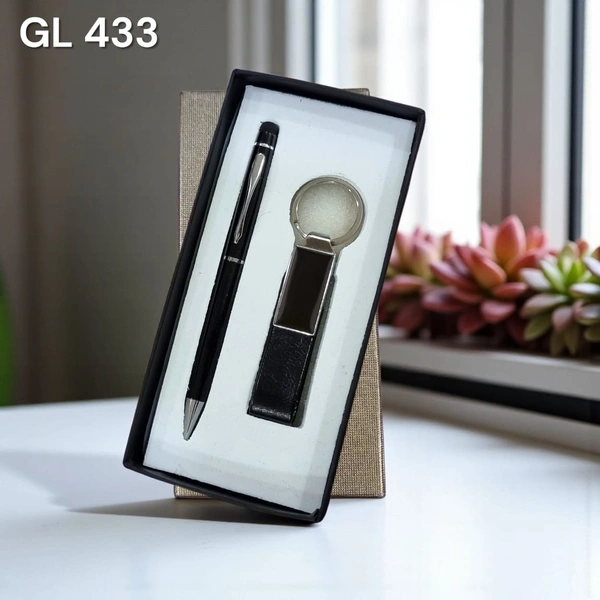 Gl 433 Black Shining Pen & Keychain Set