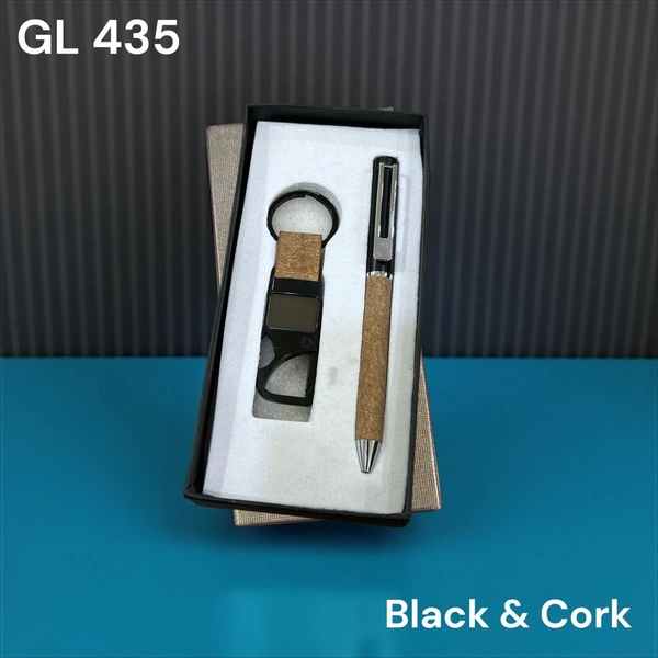 GL 435 Black Cork Pen and keychain set
