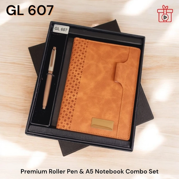 GL 607 Tan/Rose Gold Color Pen & Notebook Set - Above 2000 sets