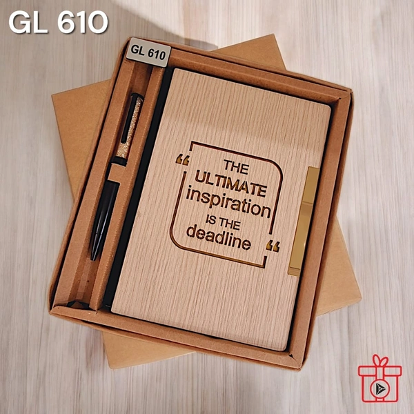 GL 610 Metal Diamond Pen & Wooden A5 Notebook Set - Above 2000 sets