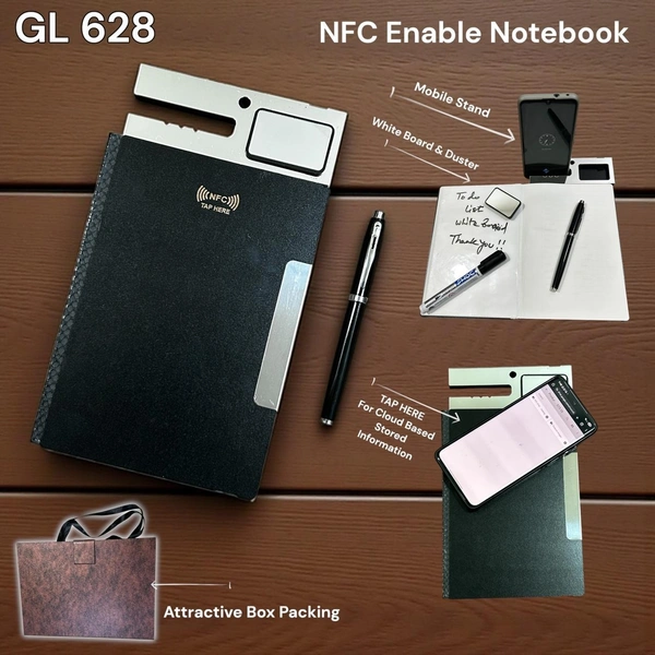 GL 628  Pen And  NFC Black/silver notebook A5 size with special mobile attachment