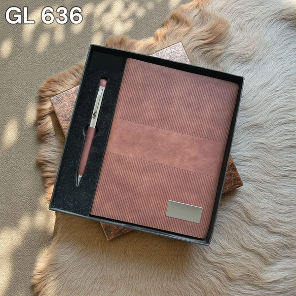 GL 636 Pen And Notebook Brown Lining