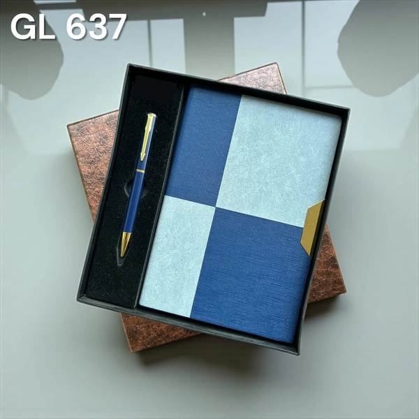 GL 637 Pen And Notebook Blue/grey/gold