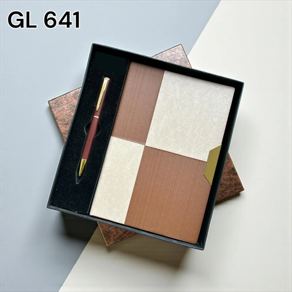 GL 641 Pen And Notebook Brown Check Design