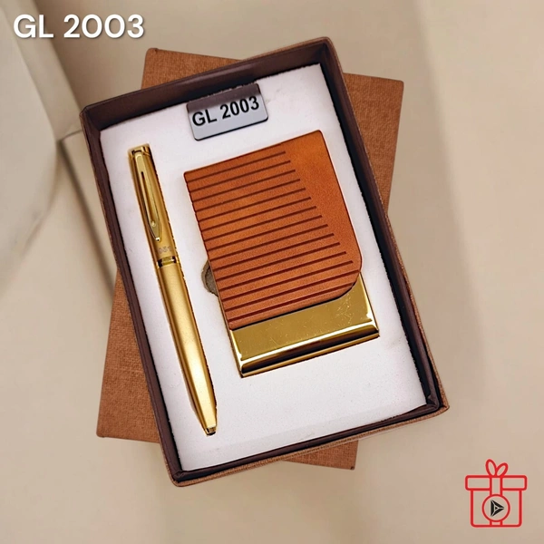 GL 2003 Tan Gold Pen & Card Holder Set - Min 500 Sets