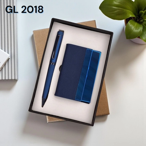 GL 2018 Metallic Blue Pen and cardholder set