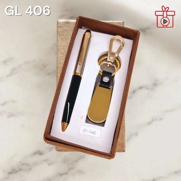 GL 406 Bullet Satin Black Pen & Keychain Set - Min 500 Sets