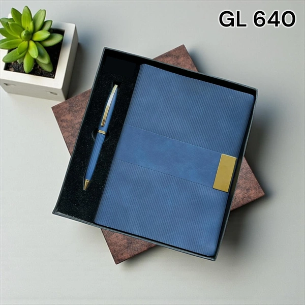GL 640 Pen And Notebook Blue Lining Design