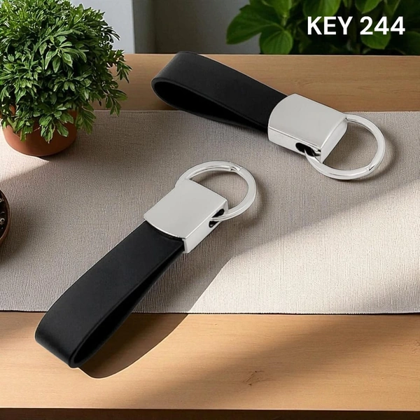 Key  244 Black & silver long keychain