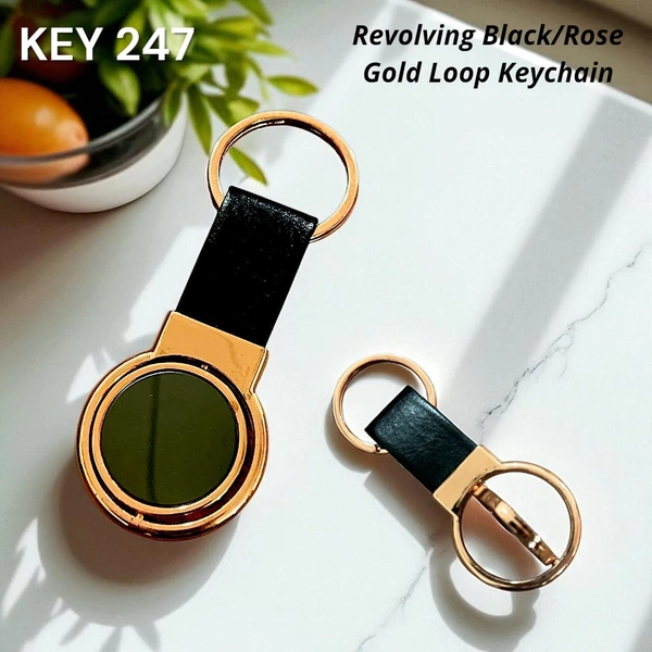 Key 247 Black / Rose gold loop keychain