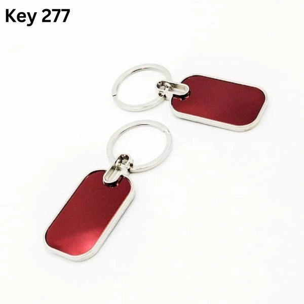 Key 277 Silver red rectangle keychain