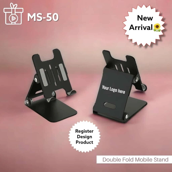 MS 50 Metal Mat Black Double Fold Mobile Stand - Above 5000 Pcs