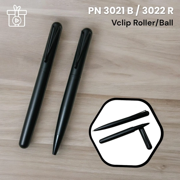 PN 3021_3022 Roller 65 / Ball Pen 60 - Black, Metal Pens