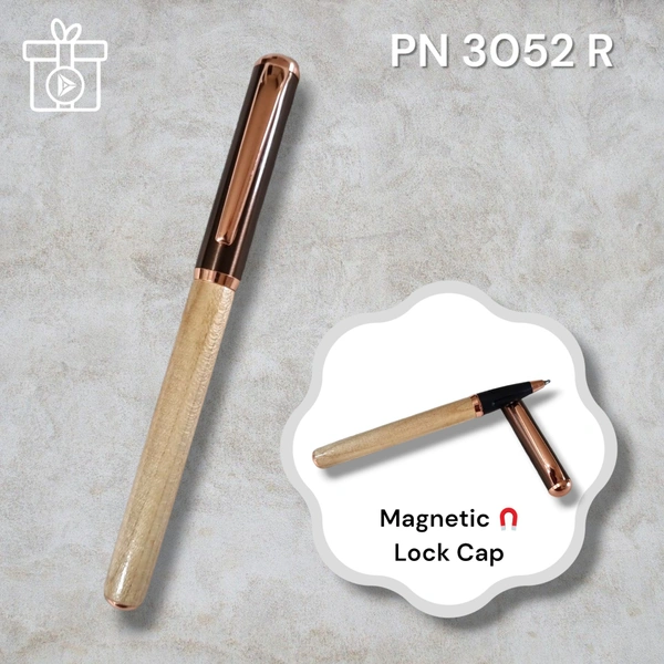 PN 3052 Magnetic Lock Cap - Turbo, Wooden Metal Pen
