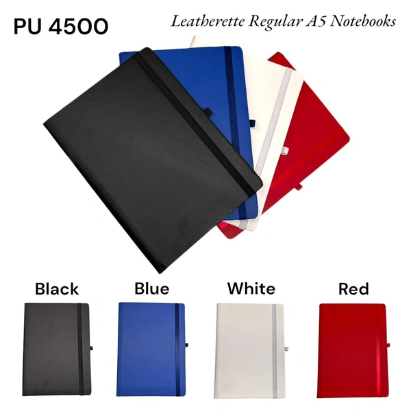 PU 4500 Leatherette A5 Size Notebooks - BLACK COLOR