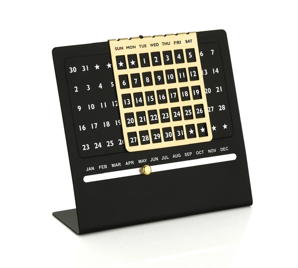 ST 86 Mat Black Big Size Perpetual Table Calendar Sliding Month Style - Above 5000 Pcs