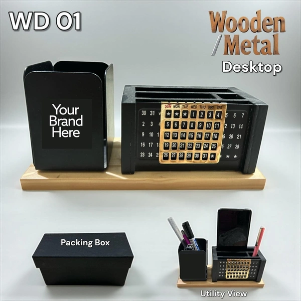 WD-01 Metal wood pen stand / calender