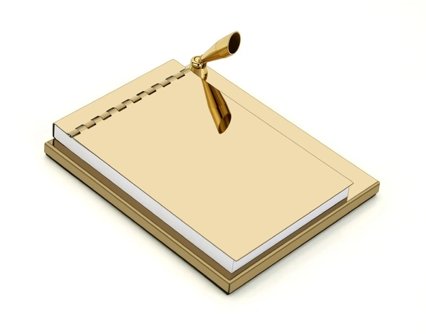 ST - 209 Gold writing pad with pen stand