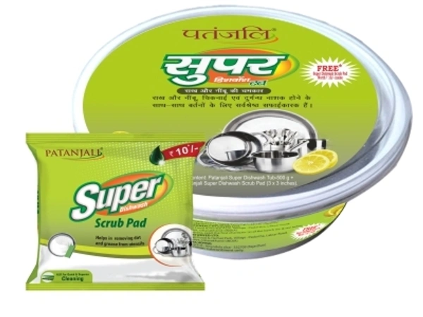 PATANJALI DET - CAKE DISH WASH TUB - 500 gm + SCRUB - 500 gm + SCRUB