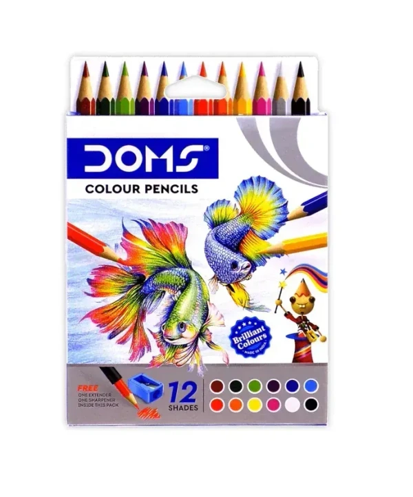 DOMS Colour Pencils Free One Sharpner Inside the Pack-12 No's, கலர் பென்சில்கள் - 1 box