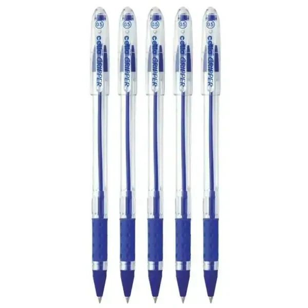 Bic Cello 0.5 mm Gripper Blue Ballpoint Pen (Pack of 5) - 1 Box