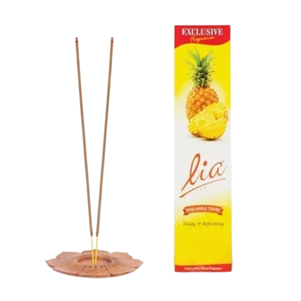 Cycle Lia Pineapple Twirl Long thick stick Agaripathi (free matchbox) 40No, ஊதுபத்தி அன்னாசி வாசம் - 1 box