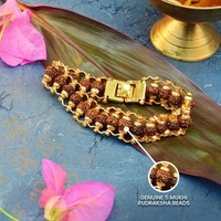 Premium Authentic 5 Mukhi Gold Plated Rudraksha Bracelet For Men 