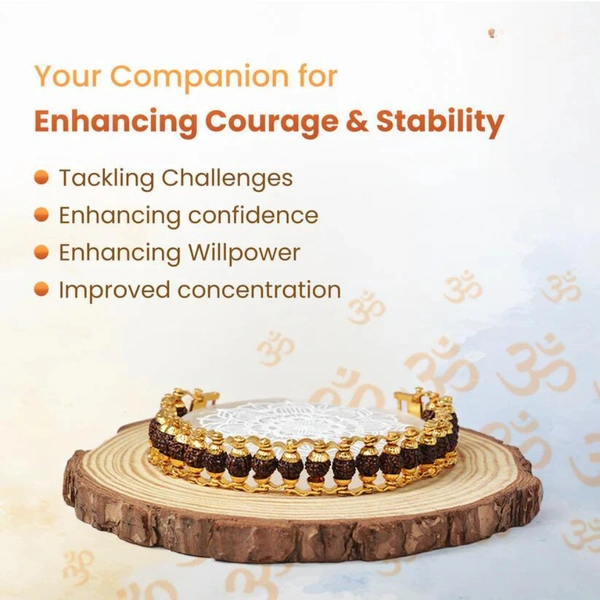Premium Authentic 5 Mukhi Gold Plated Rudraksha Bracelet For Men 