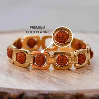 Premium Authentic 5 Mukhi Gold Plated Rudraksha Bracelet For Men 