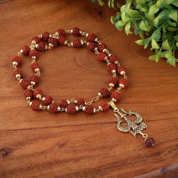 OM Shiva Trishool Rudraksha Necklace 54 Beads