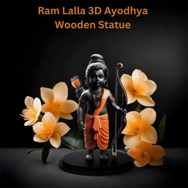 Ram Lalla 3D Idol Ayodhya Wooden Murti Statue 
