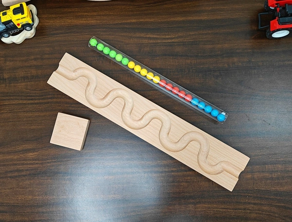 Marble Run Track LONG TRACK ,Snake Marble Race Marble Run Race Wooden Plate, Light weight Toy, Montessori Pack of 1 Snake maze toy wood toy