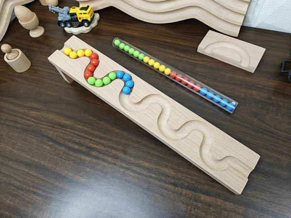 Kancha Marble Run Track LONG TRACK ,Snake Marble Race Marble Run Race Wooden Plate, Light weight Toy, Montessori Pack of 1 Snake maze toy wood toy - Without Pipe