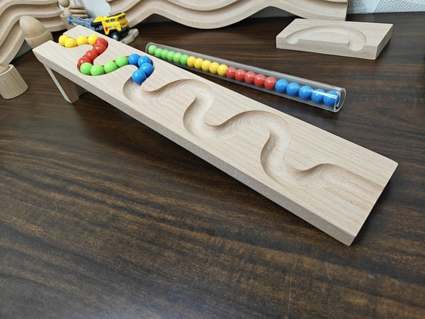 Kancha Marble Run Track LONG TRACK ,Snake Marble Race Marble Run Race Wooden Plate, Light weight Toy, Montessori Pack of 1 Snake maze toy wood toy - Without Pipe