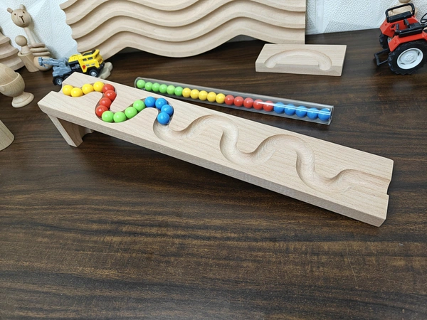 Kancha Marble Run Track LONG TRACK ,Snake Marble Race Marble Run Race Wooden Plate, Light weight Toy, Montessori Pack of 1 Snake maze toy wood toy - Without Pipe