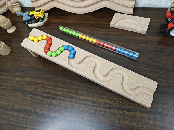 Kancha Marble Run Track LONG TRACK ,Snake Marble Race Marble Run Race Wooden Plate, Light weight Toy, Montessori Pack of 1 Snake maze toy wood toy - Without Pipe