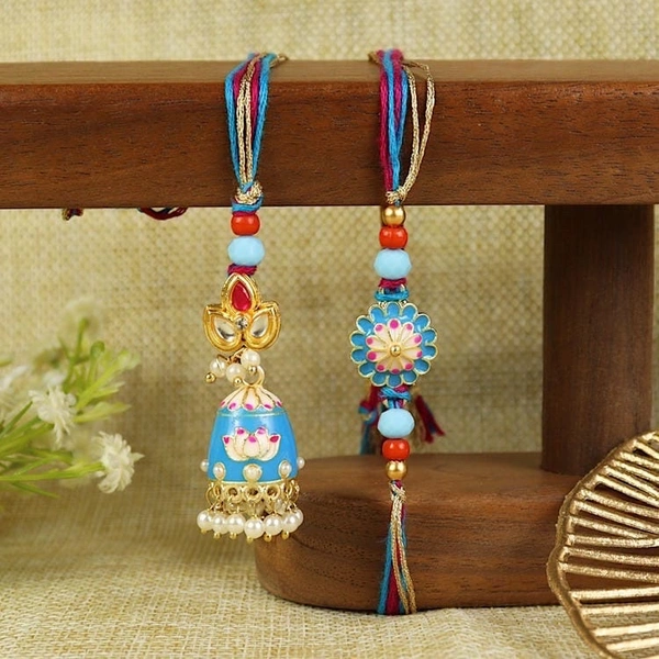Blue Moti Meena Lumba Rakhi