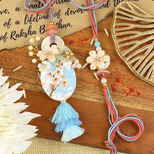 Beautiful Painted Floral Lumba Rakhi