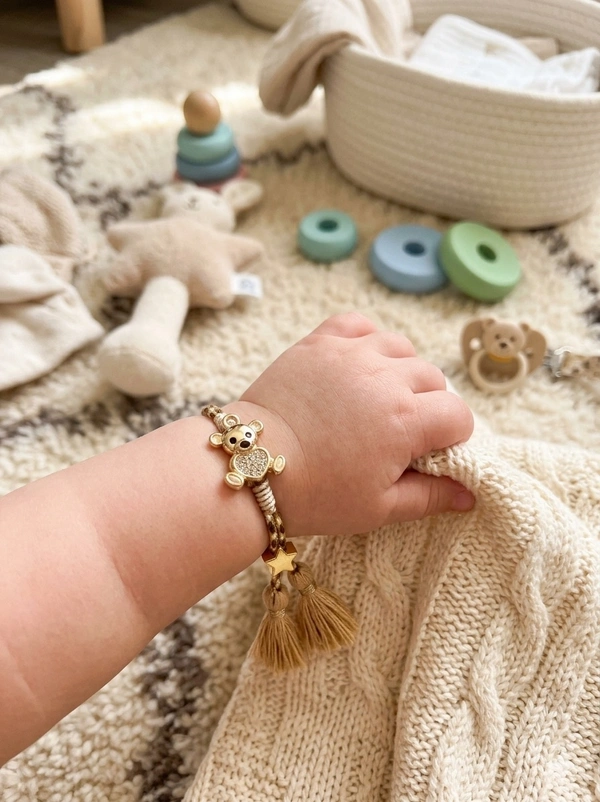 Babu Golden Teddy With Heart Rakhi