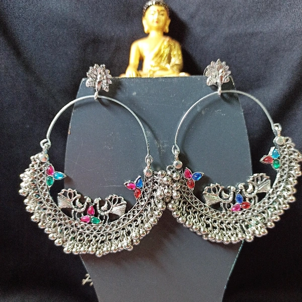 RdE Jewellery Hub PPE094 SILVER OXIDISED TRENDY EARRING - SILVER