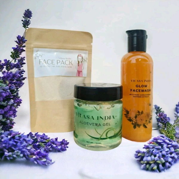 Herbal Facepack + Sandalwood Facewash + Aloevera Gel (100ml, 70gm & 100gm)